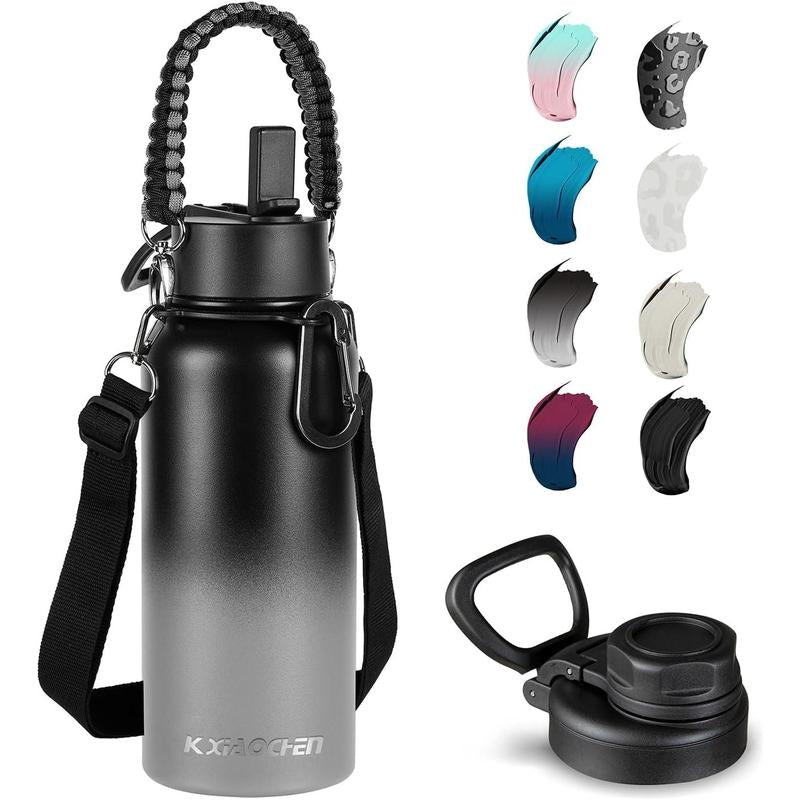 KXIAOCHEN 【2025 Upgraded】Insulated Water Bottle, Stainless Steel Water Bottle, 2 Lids(Straw Lid&Spout Lid), Wide Mouth Metal Water Bottles Keep Hot and Cold, Double Walled, Thermo Mug, Metal Canteen