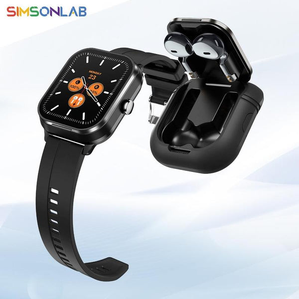 SIMSONLAB Multifunctional Smart Watch, Fashionable 2 in 1 Smart Watch with Earbuds, BT Smart Watch with Health Monitoring & Fitness Tracker for Ios & Android