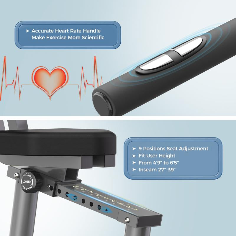 Pooboo Exercise Recumbent Exercise Bike, Home Cycling Fitness, Cardio Elliptical Indoor Training, Cycling Bikes Magnetic Resistance Adjustable