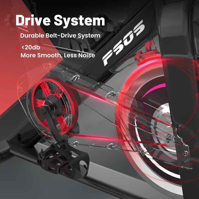 Roll over Image to Zoom in Exercise Bike, Stationary Bikes for Home Gym,Workout Bike with Belt Drive, Indoor Cycling Bike with Digital Display & Comfortable Seat Cushion