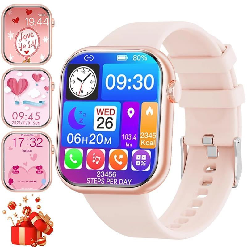 Women'S Smart Watch 1.83 Inch Touch Screen Fitness Tracker Watch IP67 Waterproof Sports Smart Watch for Android Iphone (Pink)
