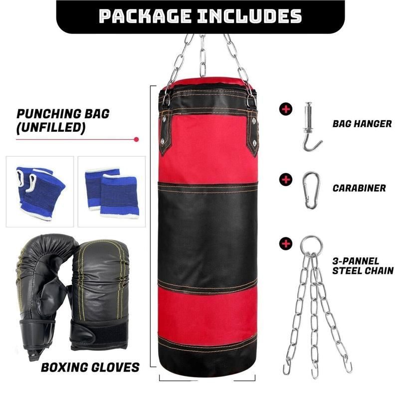 24"~47" Punching Bag for Adults/Kids, Boxing Bag Set with Hand Wraps, Boxing Glovers for MMA Kickboxing Boxing Karate Home Gym Training (Unfilled) Men'S Gift Xmas Birthday Gifts