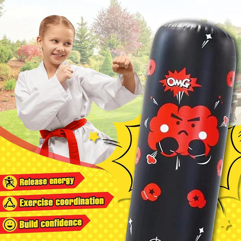 Inflatable Punching Bag for Kids, Standing Boxing Puching Bag, Tumble Boxing Column for Fitness, Boxing Equipment, Workout Equipment, Gym Accessories X'Mas Gifts