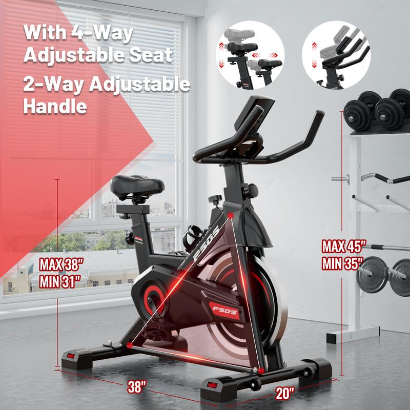 Roll over Image to Zoom in Exercise Bike, Stationary Bikes for Home Gym,Workout Bike with Belt Drive, Indoor Cycling Bike with Digital Display & Comfortable Seat Cushion