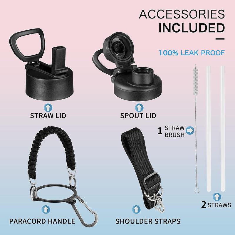 KXIAOCHEN 【2025 Upgraded】Insulated Water Bottle, Stainless Steel Water Bottle, 2 Lids(Straw Lid&Spout Lid), Wide Mouth Metal Water Bottles Keep Hot and Cold, Double Walled, Thermo Mug, Metal Canteen