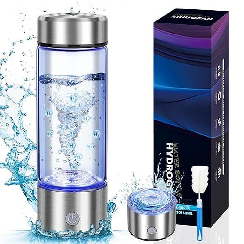 2025 New Hydrogen Water Generator Bottles, Portable Hydrogenated Water Bottle with SPE PEM Technology, 420Ml Hydrogen Water Bottle Generator, Rechargeable Ionizer Machine for Home, Office, and Travel Brand: ZIHUOFAN