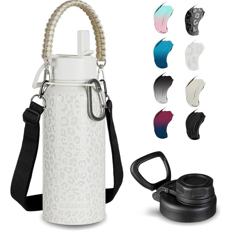 KXIAOCHEN 【2025 Upgraded】Insulated Water Bottle, Stainless Steel Water Bottle, 2 Lids(Straw Lid&Spout Lid), Wide Mouth Metal Water Bottles Keep Hot and Cold, Double Walled, Thermo Mug, Metal Canteen