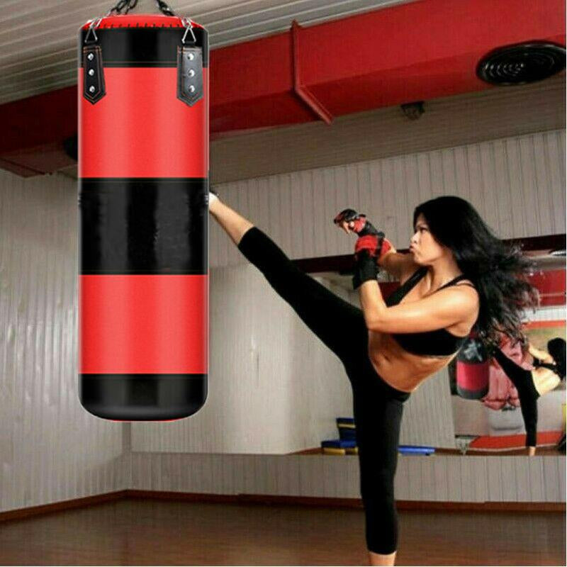 Punching Bag for Adults,Men,Women,Kids, Hanging Punching Bag with Boxing Gloves, Chains, Wristband, Heavy Boxing Bag for Training, Karate, Kickboxing, Muay Thai -Unfilled (Red)