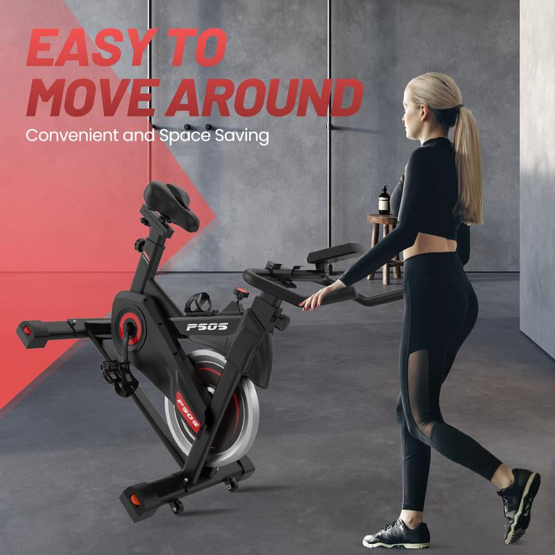 Roll over Image to Zoom in Exercise Bike, Stationary Bikes for Home Gym,Workout Bike with Belt Drive, Indoor Cycling Bike with Digital Display & Comfortable Seat Cushion