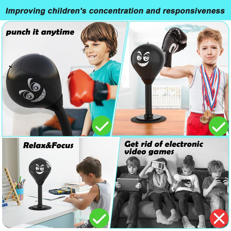 Desktop Punching Bag, Stress Buster with Suction Cup for Office Table and Counters, Heavy Duty Stress Relief Ball, Desk Boxing Punch Ball, Funny Toys for Kids Coworkers and Friends