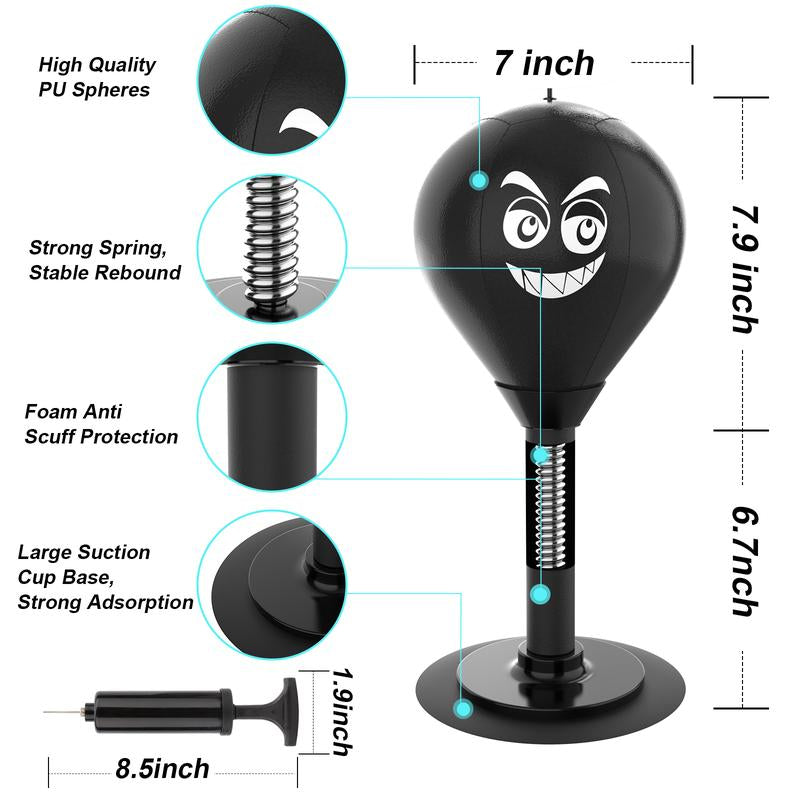 Desktop Punching Bag, Stress Buster with Suction Cup for Office Table and Counters, Heavy Duty Stress Relief Ball, Desk Boxing Punch Ball, Funny Toys for Kids Coworkers and Friends