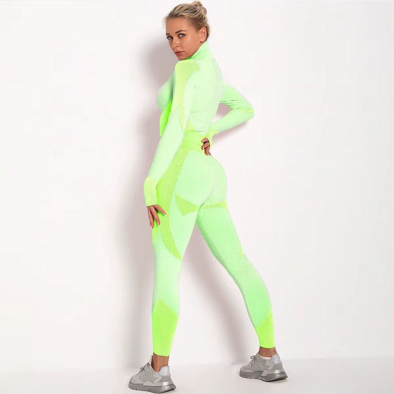 Seamless Yoga Set Women'S Sportswear Fitness Yoga Clothing Female Gym Workout Running Suit Quick Dry Breathable Active Wear