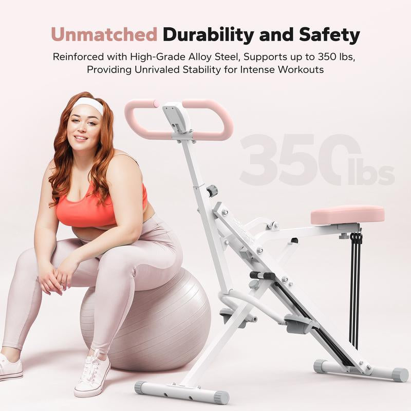 Squat Machine Glutes Workout Adjustable Resistance Foldable Exercise Equipment Leg Exercise Machine, Fathersdaygift with 350Lbs Weight Capacity, Rowing Machine, Outdoorfun