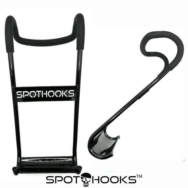 SPOT HOOKS Dumbbell Spotter Hooks Barbell Attachment for Chest and Shoulder Bench Press 220Lb Capacity Each No Bulky Wrap Straps Solid Steel Construction