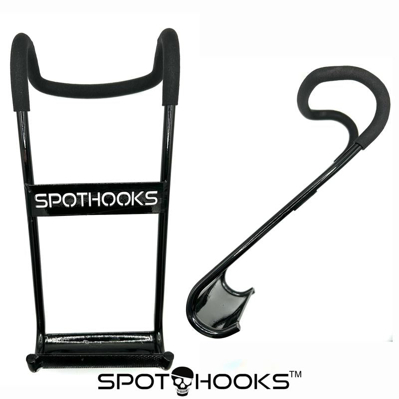 SPOT HOOKS Dumbbell Spotter Hooks Barbell Attachment for Chest and Shoulder Bench Press 220Lb Capacity Each No Bulky Wrap Straps Solid Steel Construction