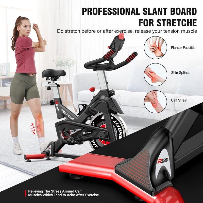Pooboo Exercise Bike Newest Bluetooth Stationary Fitness Cycle Magnetic Resistance Cycling Indoor Home Workout Comes with Ipad Holder Silent Belt 40 Lbs Flywheel 350 Lbs Weight Capacity Adjustable