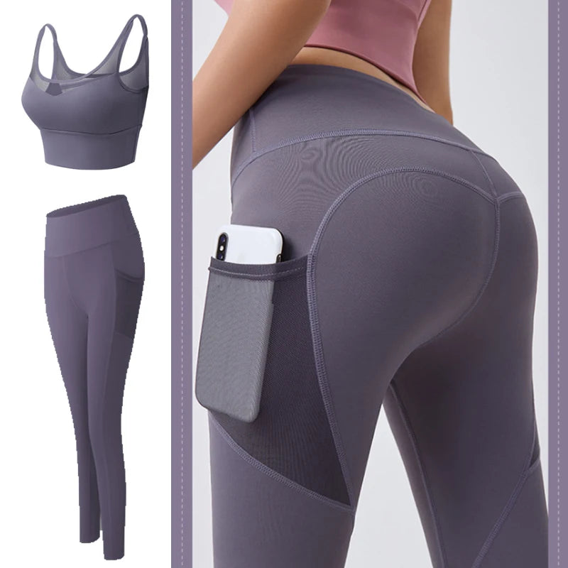 Women Yoga Set Gym Clothing Female Sport Fitness Suit Running Clothes Yoga Top+ Leggings Women Seamless Gym Yoga Bra Suits S-XL