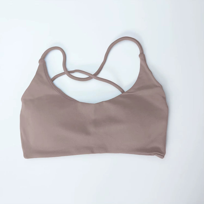 Twist Back Bra High Support Sports Top Women Gym Wear Workout Push-Up Seamless Yoga Underwear Fitness Running