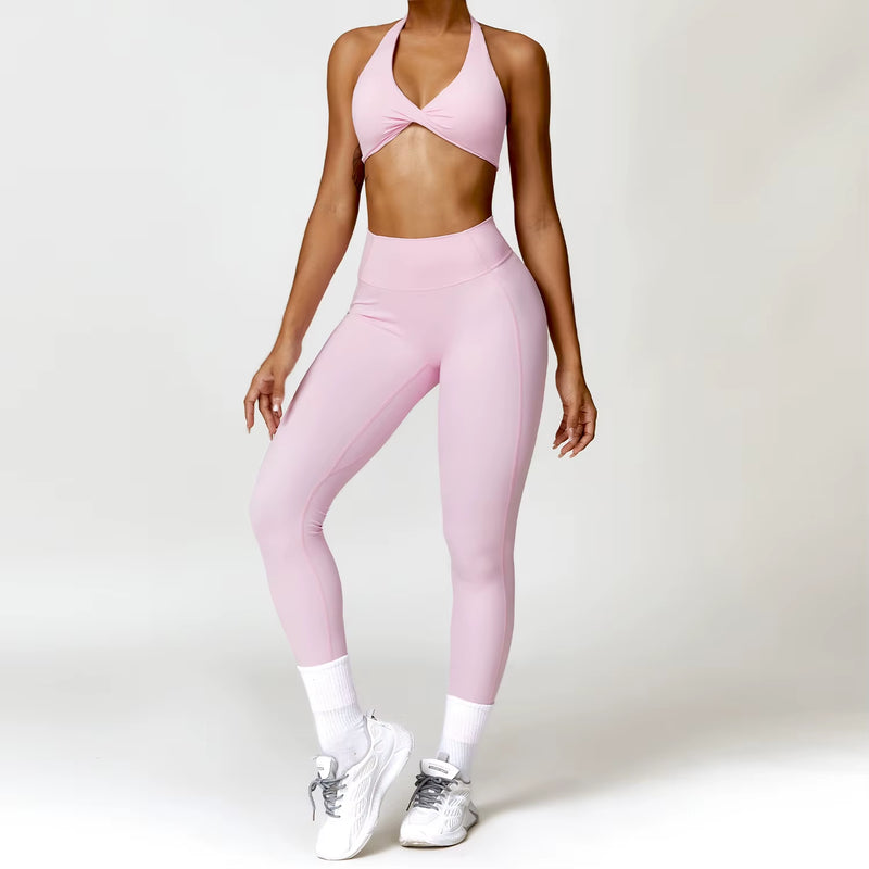 2Pcs Women Tracksuit Seamless Yoga Set Sport Suit Gym Wear Workout Clothes Gym Clothes High Waist Leggings Fitness Sports Wear
