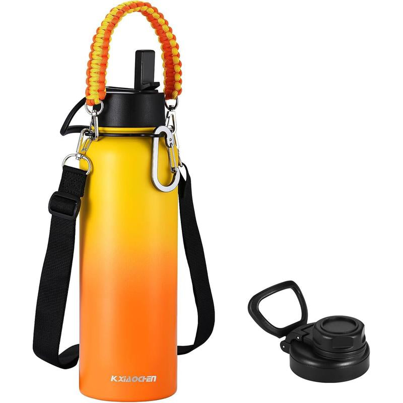 KXIAOCHEN 【2025 Upgraded】Insulated Water Bottle, Stainless Steel Water Bottle, 2 Lids(Straw Lid&Spout Lid), Wide Mouth Metal Water Bottles Keep Hot and Cold, Double Walled, Thermo Mug, Metal Canteen