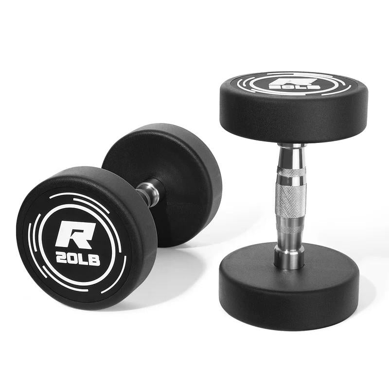 Ritfit 20LB Pvc-Coated round Dumbbells in Pairs - Durable Balanced Design for Upper Body Workouts & Noise-Reducing Floor Protection