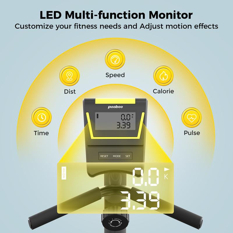 Pooboo Exercise Recumbent Exercise Bike, Home Cycling Fitness, Cardio Elliptical Indoor Training, Cycling Bikes Magnetic Resistance Adjustable