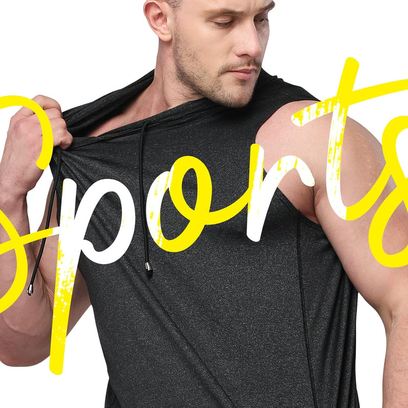 Men'S Dry Fit Workout Athletic Tank Tops with Hoodie, Performance Sleeveless Vest Gym Muscle Shirts 3 Pack