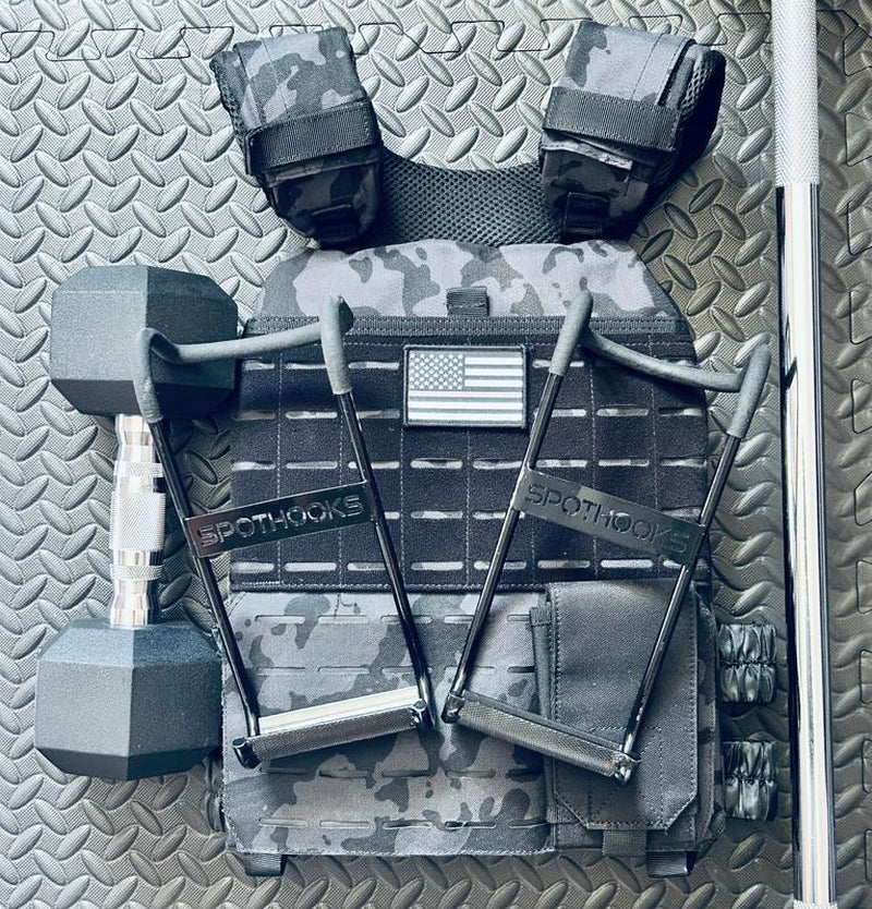 SPOT HOOKS Dumbbell Spotter Hooks Barbell Attachment for Chest and Shoulder Bench Press 220Lb Capacity Each No Bulky Wrap Straps Solid Steel Construction