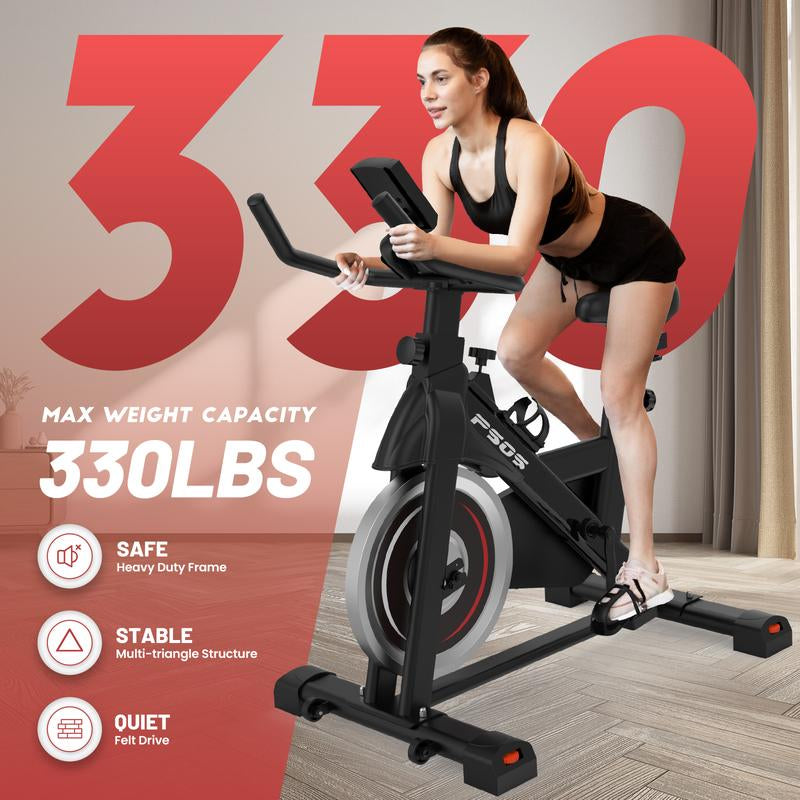 Roll over Image to Zoom in Exercise Bike, Stationary Bikes for Home Gym,Workout Bike with Belt Drive, Indoor Cycling Bike with Digital Display & Comfortable Seat Cushion