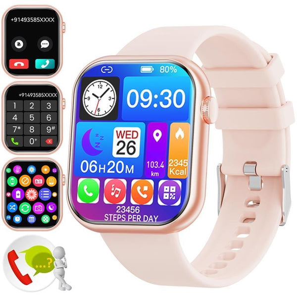 Women'S Smart Watch 1.83 Inch Touch Screen Fitness Tracker Watch IP67 Waterproof Sports Smart Watch for Android Iphone (Pink)