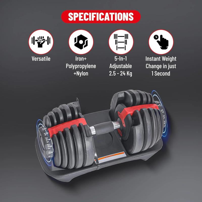 5-52.5LB Adjustable Dumbbell Single, Anti-Slip Handle Dumbbell for Home Gym Exercise, Full Body Workout, Strength Training, Fitness Enthusiasts