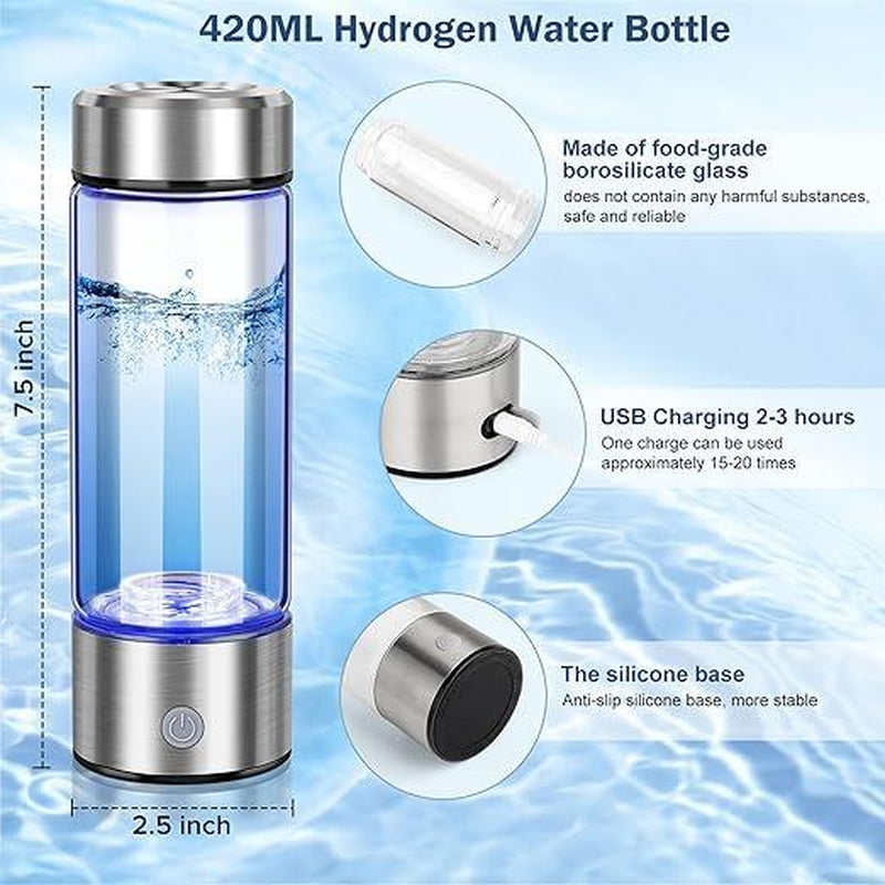 2025 New Hydrogen Water Generator Bottles, Portable Hydrogenated Water Bottle with SPE PEM Technology, 420Ml Hydrogen Water Bottle Generator, Rechargeable Ionizer Machine for Home, Office, and Travel Brand: ZIHUOFAN