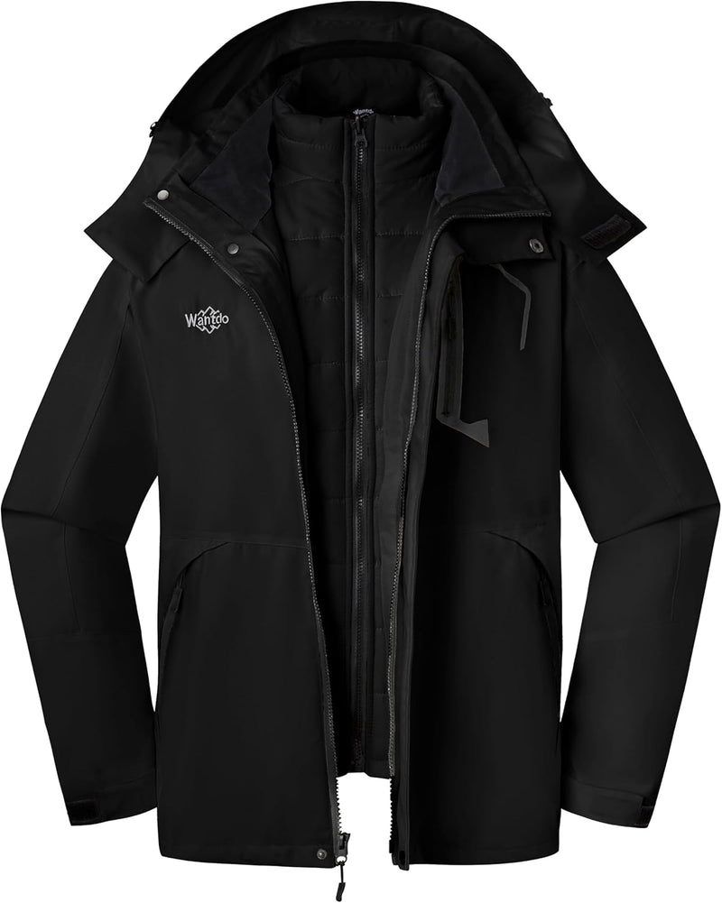 Men'S Waterproof 3-In-1 Ski Jacket Warm Winter Snow Coat Windproof Rain Jackets Snowboarding Jackets