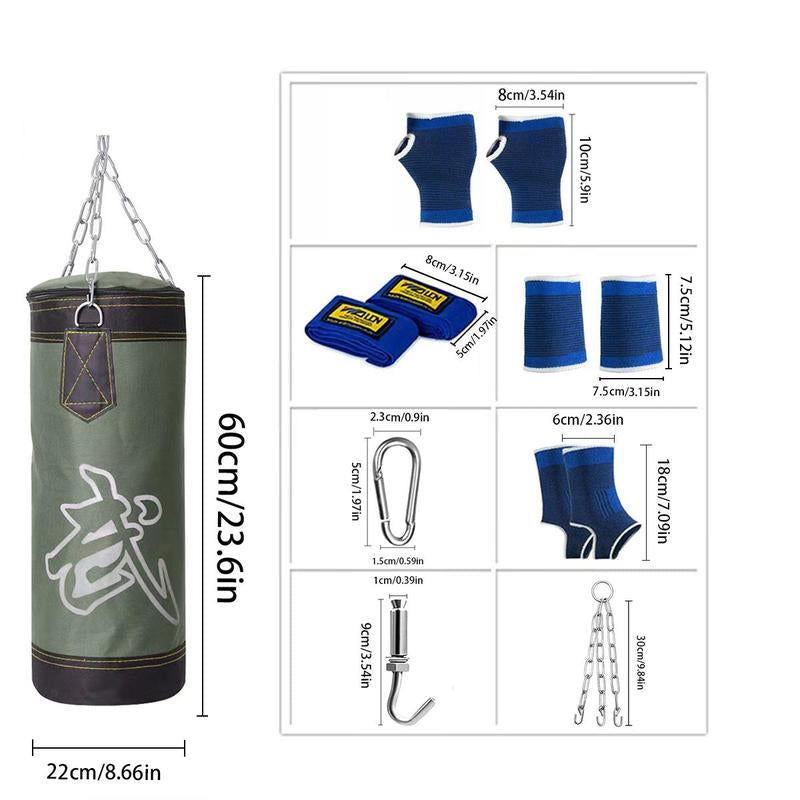 Boxing Sandbag with Hook & Chain Set, High Height Boxing Sandbag, Martial Arts Training Sandbag, with Protective Gear, Gift for Boxing Enthusiasts [Packaging List as Picture Shown]