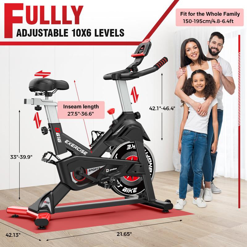 Pooboo Exercise Bike Newest Bluetooth Stationary Fitness Cycle Magnetic Resistance Cycling Indoor Home Workout Comes with Ipad Holder Silent Belt 40 Lbs Flywheel 350 Lbs Weight Capacity Adjustable