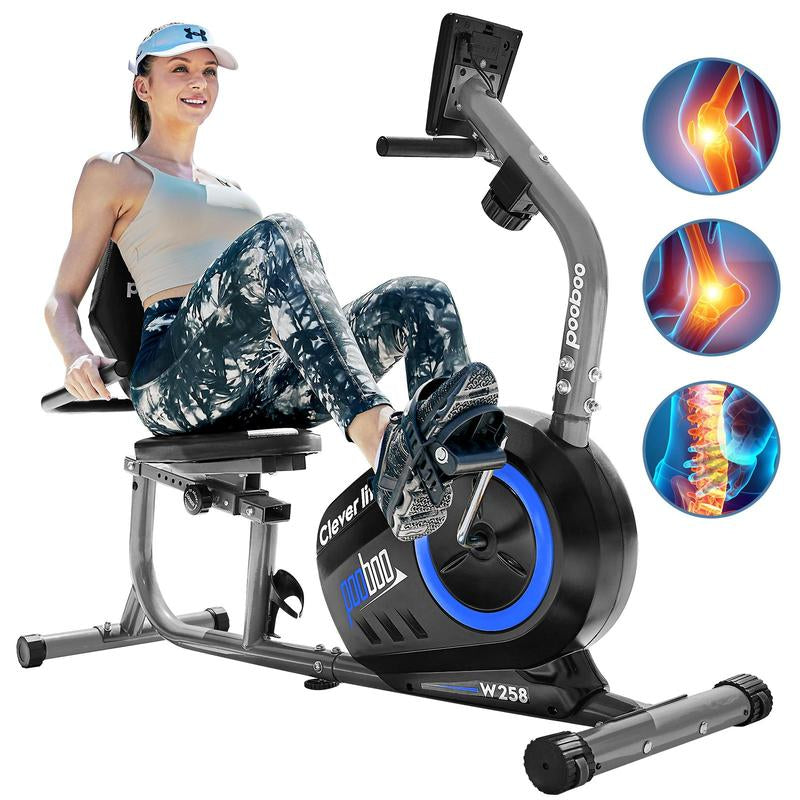 Pooboo Exercise Recumbent Exercise Bike, Home Cycling Fitness, Cardio Elliptical Indoor Training, Cycling Bikes Magnetic Resistance Adjustable