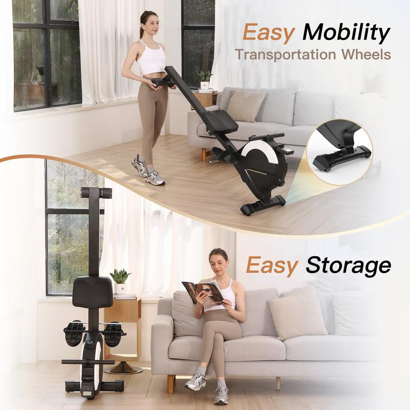 Home Rowing Machine by Hartwares: 77Lbs High-Resistance Magnetic Rower with 16 Quiet Resistance Levels,Lcd Monitor,App Compatibility,And Smooth Rowing Experience