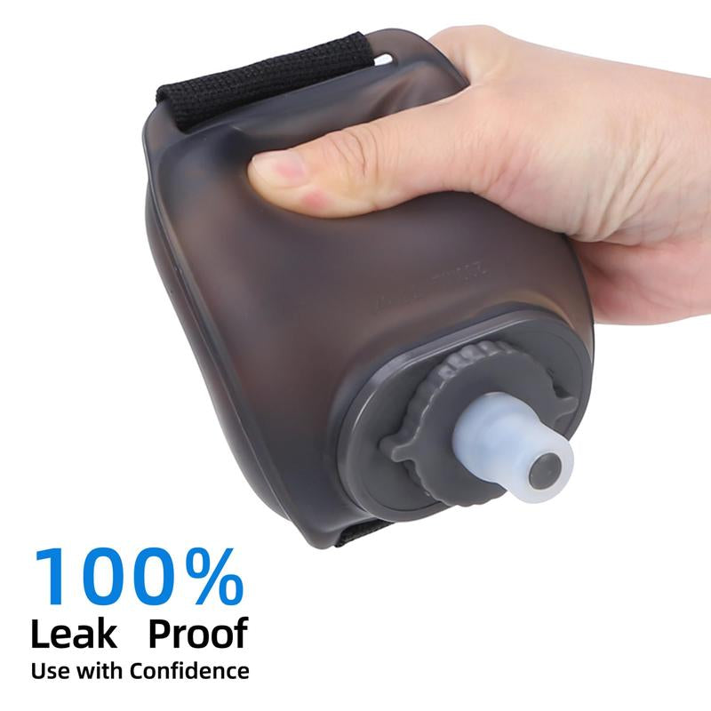 Portable Running Water Bottle Handheld, Adjustable Wrist Sports Water Bottles, Reusable Leak Proof 7 Oz Silicone Sports Water Jug for Travel Camping Rock Climbing Jogging Hiking Marathon Cycling