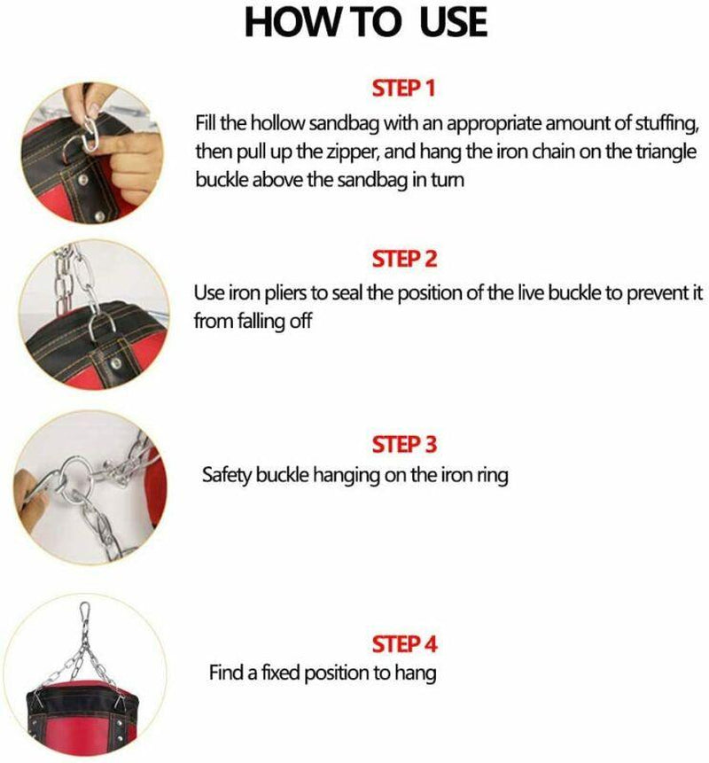 Black Hanging Punching Bag for Adults - Oxford Boxing Bag Set with Unfilled Punching Bag, 39'' Boxing Gloves & Hand Wraps - Versatile Boxing Training Equipment for Kick Boxing Karate & More