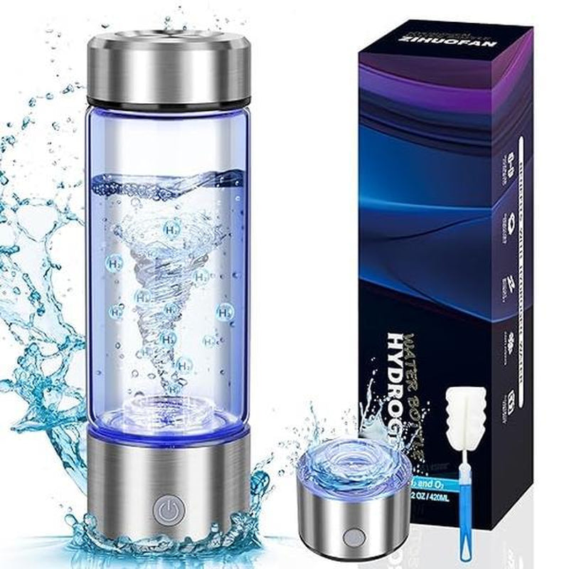 2025 New Hydrogen Water Generator Bottles, Portable Hydrogenated Water Bottle with SPE PEM Technology, 420Ml Hydrogen Water Bottle Generator, Rechargeable Ionizer Machine for Home, Office, and Travel Brand: ZIHUOFAN