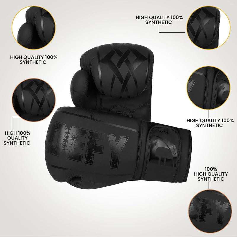 DEFY Boxing Gloves for Men & Women - Premium Quality Synthetic Leather Boxing Gloves for Training - Perfect for Punching Heavy Bags, Sparring, & Fighting Gloves - Available in Different Colors & Sizes Muay Thai