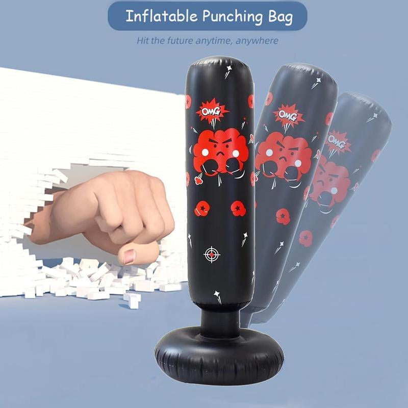 Inflatable Punching Bag for Kids, Standing Boxing Puching Bag, Tumble Boxing Column for Fitness, Boxing Equipment, Workout Equipment, Gym Accessories X'Mas Gifts