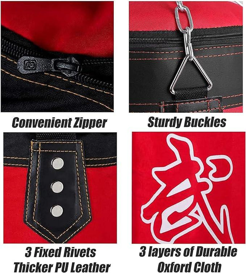 4Ft Heavy Punching Bag Set for Adults Indoor Garden Boxing Bag Kit with Punching Gloves Wraps Chain Ceiling Hook Unfilled Ideal for MMA Kickboxing Muay Thai Karate Taekwondo Complete Home Workout Gear for Fitness Enthusiasts