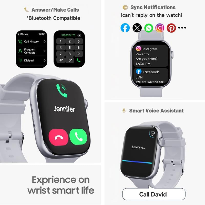 2025 New Fashion Touch Screen Smart Watch with Answer/Make Calls, Message Reminder, Multifunctional Fitness Watch with 100+ Sports Modes, DIY Watch Dials, Smart Watches for Iphone/Andriod, Activity Tracker for Men Women