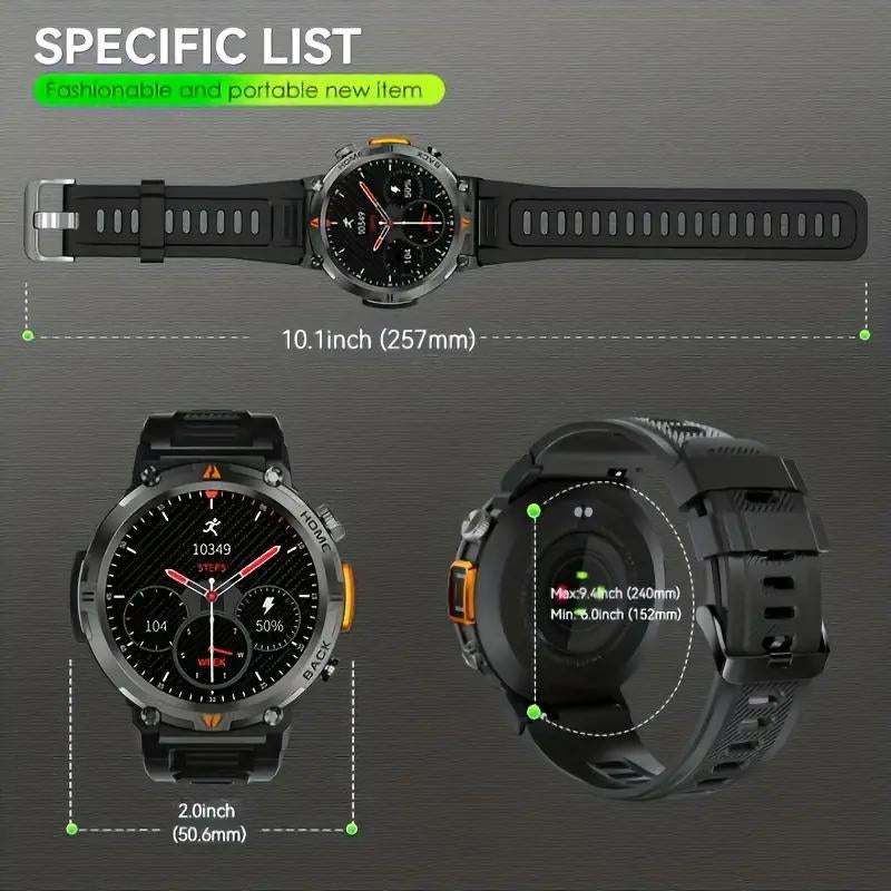 Sports Smart Watch for Men: LED Lighting, Answer/Make Calls, Outdoor Sports Watch, Fitness Tracker, Pedometer & More Android Devices Mobile Phone