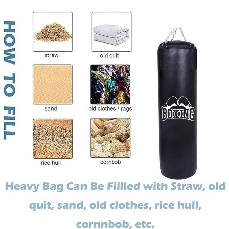 Professional Boxing Sandbag, Summer Gifts, 1 Set PU Leather Heavy Hollow Punching Sandbag, Tear-Resistant Boxing Equipment for Martial Arts Training, MMA, Home Gym, Christmas, Fitness Benefits Christmas Gift