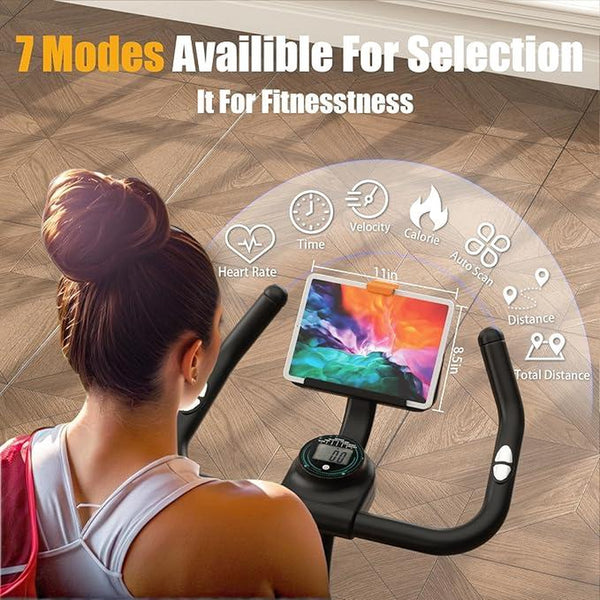 Outdoorfun SMART QUEEN Exercise Bike Stationary Bikes for Home, Adjustable Resistance & Comfortable Seat Workout Bike, Quiet Indoor Cycling Bike with Digital Monitor, Phone Holder