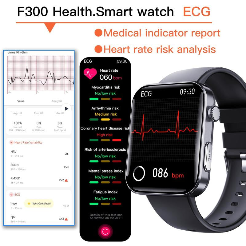 Smart Watch ECG Monitoring SOS Fall Alarm Blood Glucose and Blood Pressure Bluetooth Sports Smart Watch HRV Report