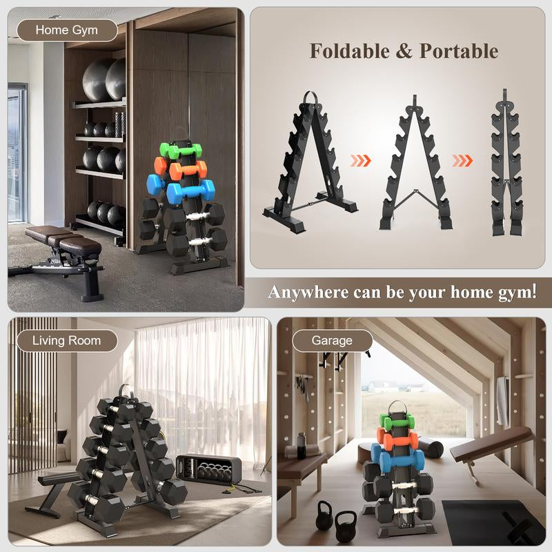 Space-Saving A-Frame Dumbbell Rack Stand - Holds 600LBS - Perfect Home Gym Fitness Storage Solution (Dumbbells Sold Separately) Workout Equipment