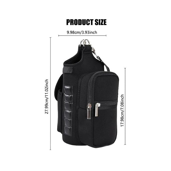 Gym Water Bottle Holder, 1 Count Gym Water Bottle Carrier with Phone Pocket, Portable Water Bottle Storage Bag with Magnets & Shoulder Strap for Indoor & Outdoor